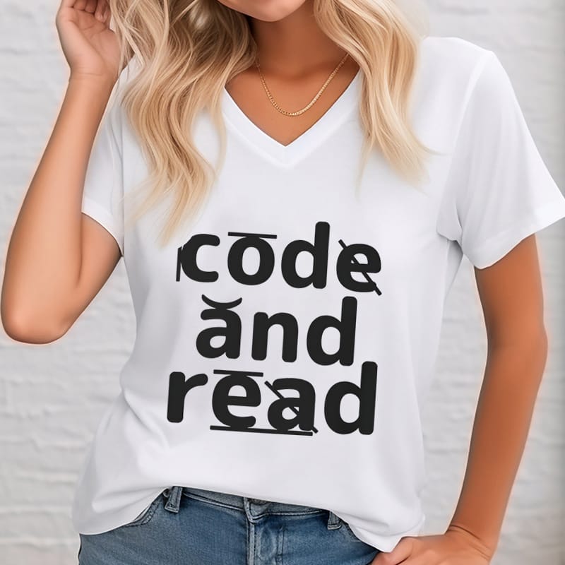 Women's Clothing Code and Read Dyslexia Awareness T-Shirt V-neck Women's Tee Shirt Dyslexia Teacher Gifts Reading Teacher Tshirt