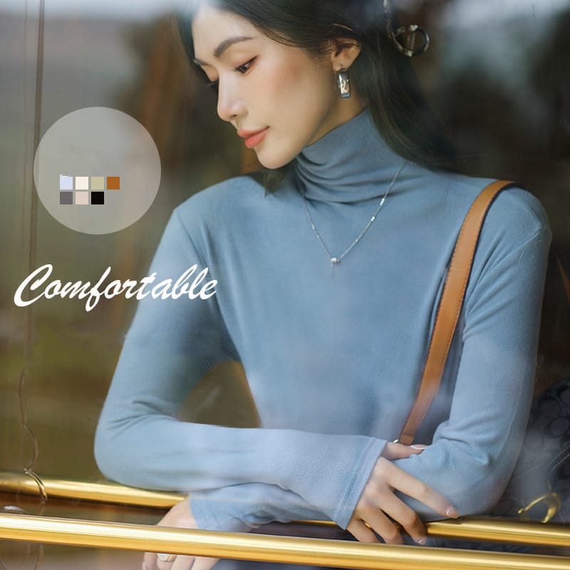 MRMT 2024 Brand New Women's Plus Velvet Half High Collar Outer Wear Bottoming Shirt Women's Long Sleeves With Slim Pile Collar