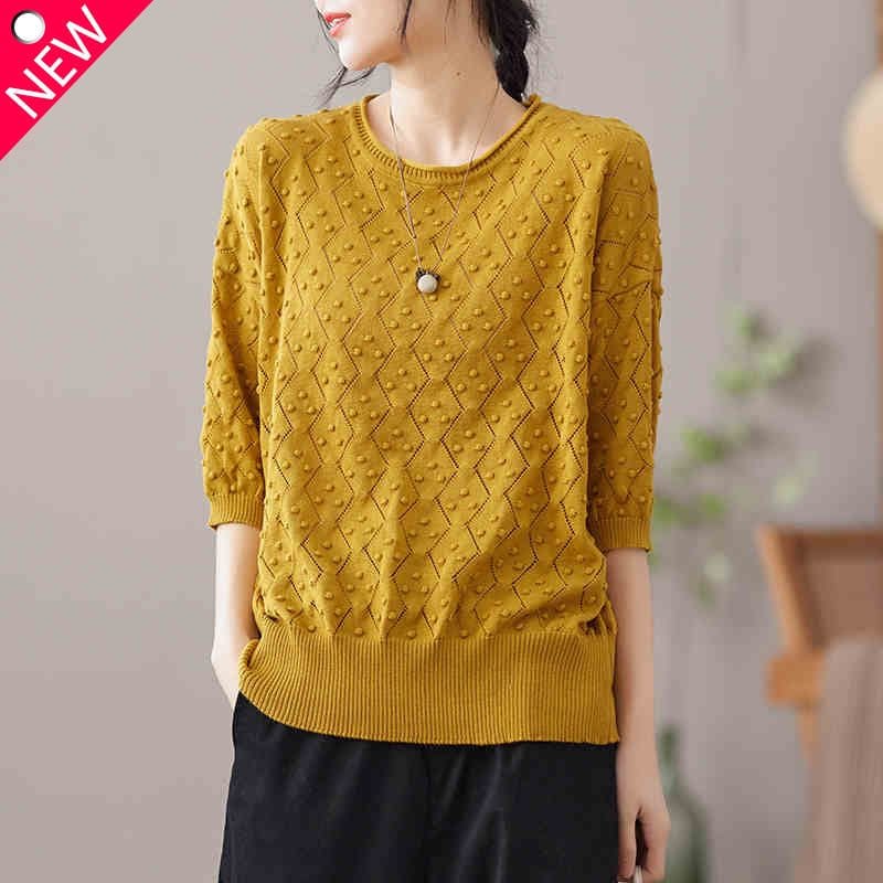 Temperament Versatile Commuter Women's Top 2023 Autumn and Winter New Round Neck Half Sleeve Fashion Solid Color Casual Pullover