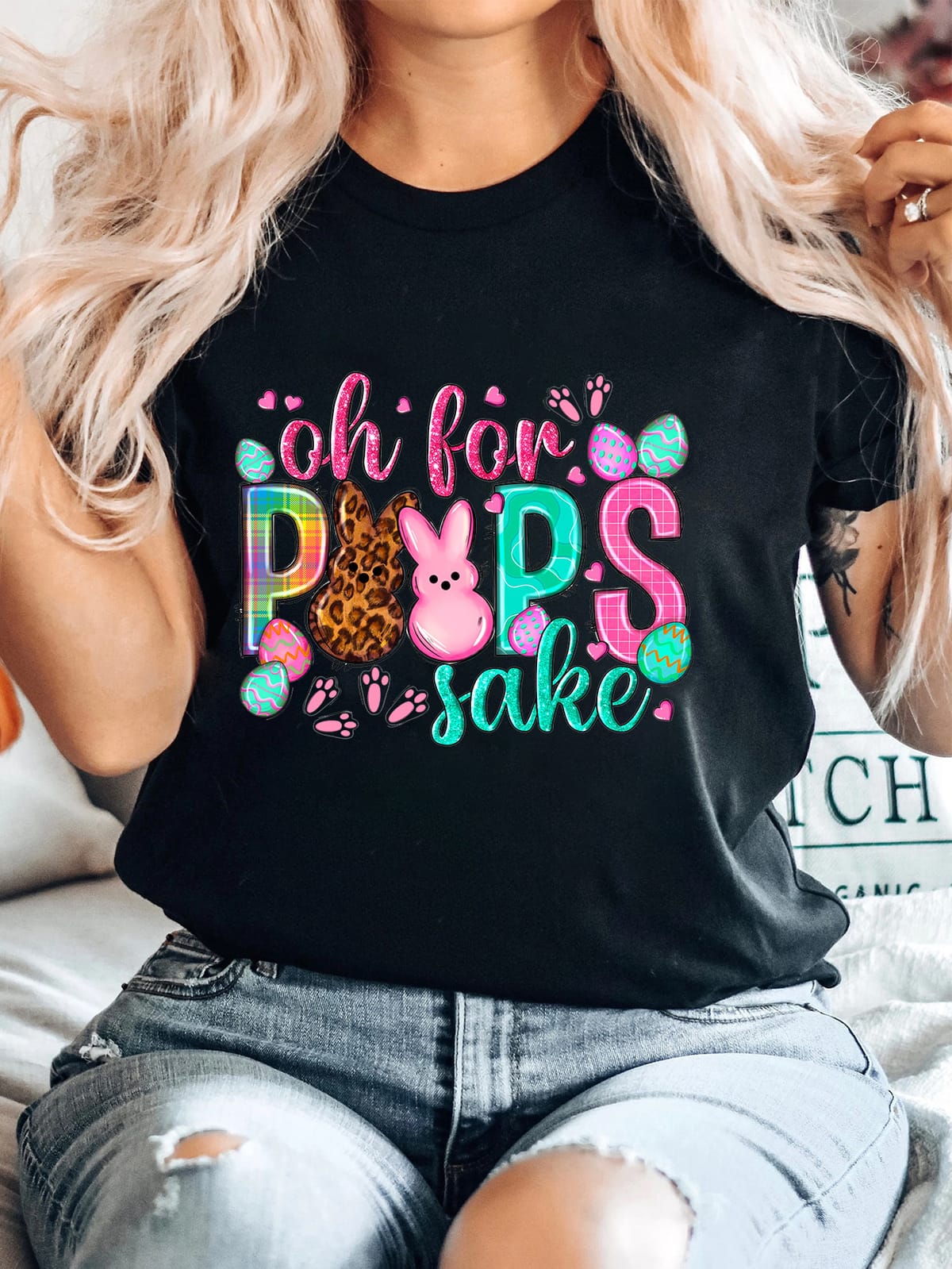 Easter Day Letter Print T-Shirt, Short Sleeve Crew Neck Casual Top For Spring & Summer, Women's Clothing