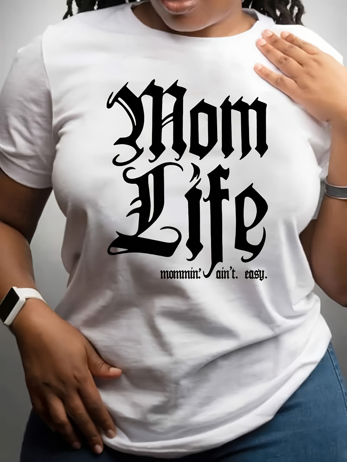 Mom Life Print T-Shirt, Short Sleeve Crew Neck Casual Top For Spring & Summer, Women's Clothing