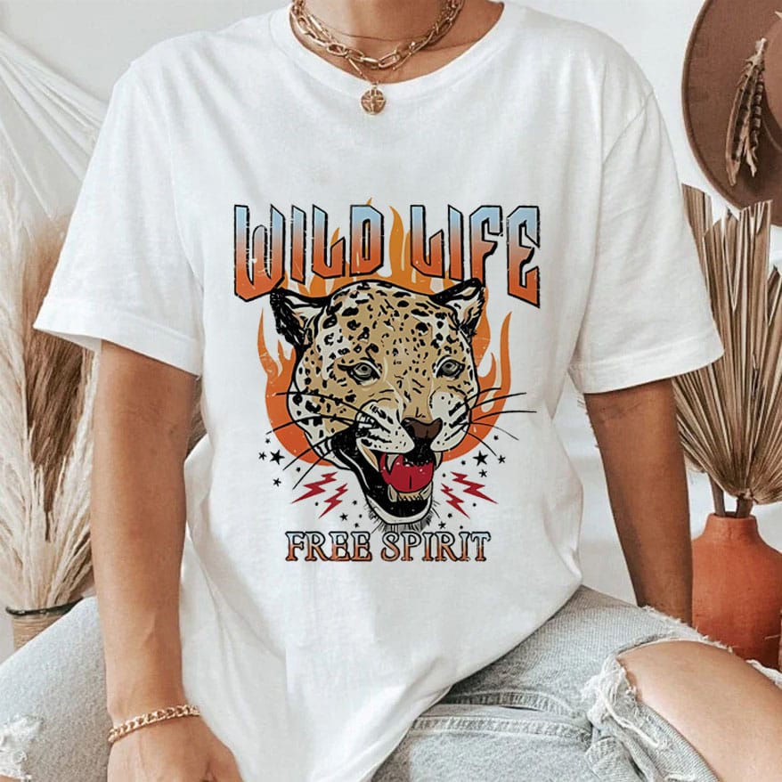 Summer Wild Life Short Sleeved Fashionable Women's Printed Watercolor Painting Fashion Pattern Trend Casual Top Clothing T-Shirt