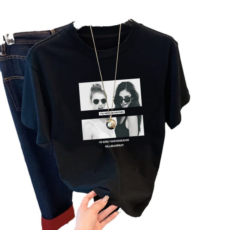 2024 new cotton short sleeve T-shirt women's fashion versatile age-reducing thin white top base shirt