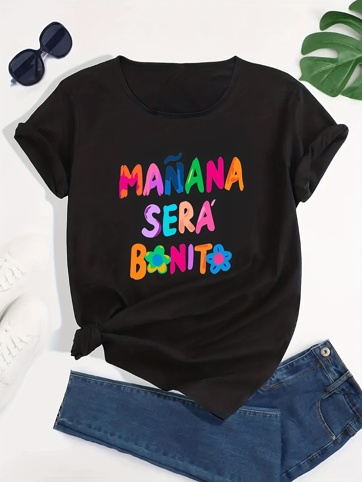 Women's Colorful Letter Graphic Loose T-Shirt - Casual Sports Short Sleeve Top for Summer -