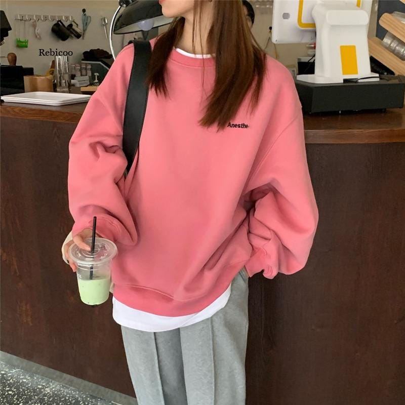 Autumn Spring Thin Letter Hoody Street Fashion Korean Chic Women's Sweatshirts Cool Navy Blue Gray Hoodies Women M-XXL