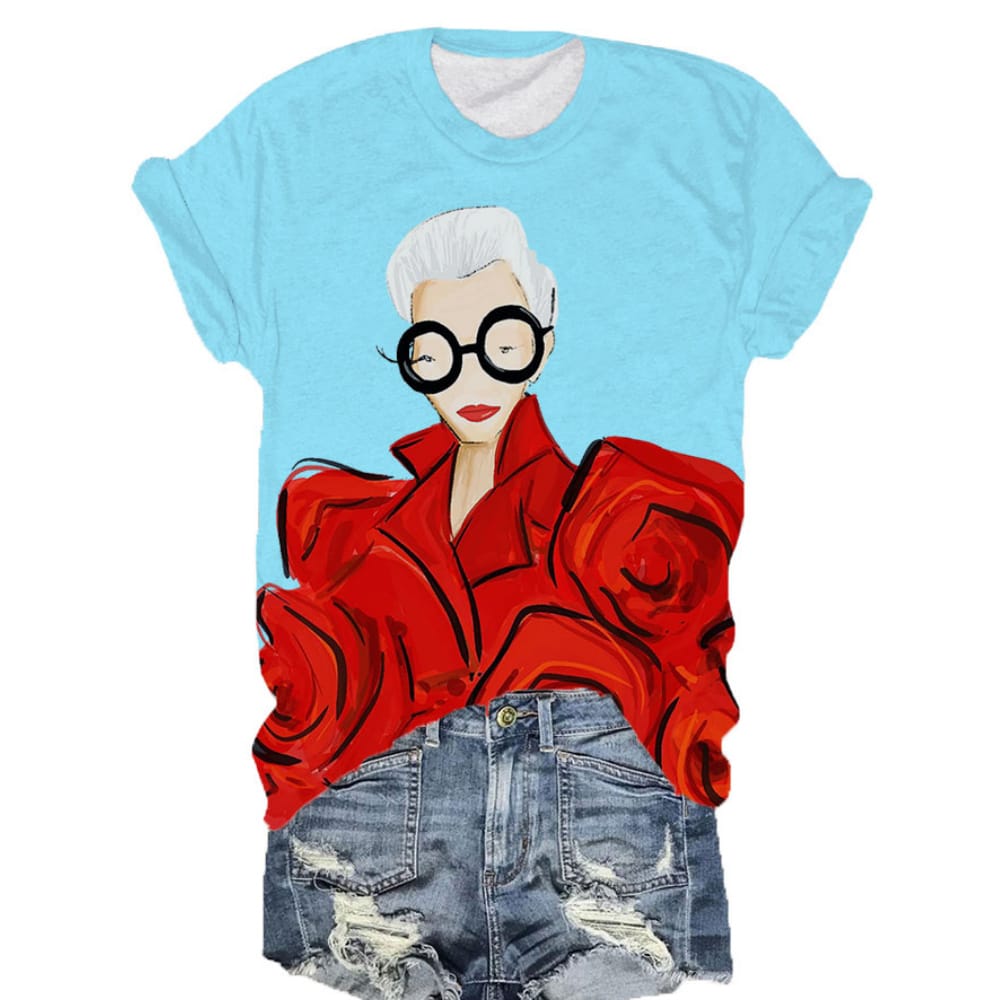 Women's T-Shirts Cartoon Characters 3d Print Rose T-Shirt Harajuku Casual Short Sleeve Top Tee O Neck Oversized Female Clothing