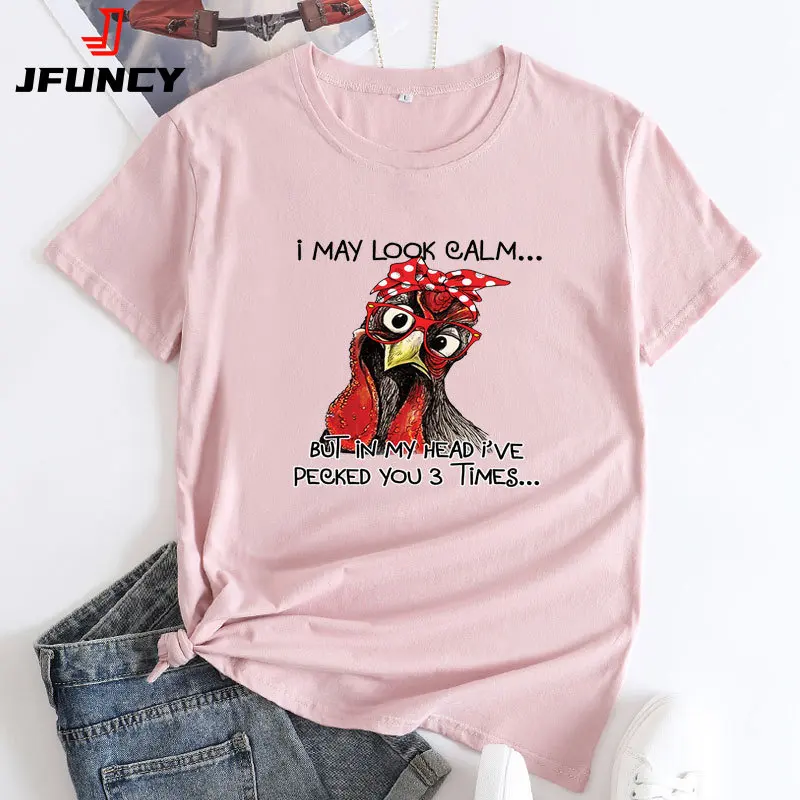 JFUNCY Oversized T-shirt Women's Short Sleeve Tee Female Tops Women Funny Printed Graphic T Shirts Summer Cotton Tshirt Clothing