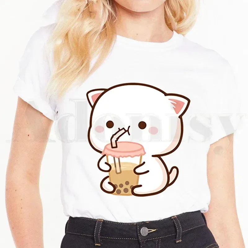Bubble Tea Cute Cartoon Fashion Kawaii Graphic Short Sleeve Female Tops Tees Harajuku  VintageT Shirts Women's T-shirt