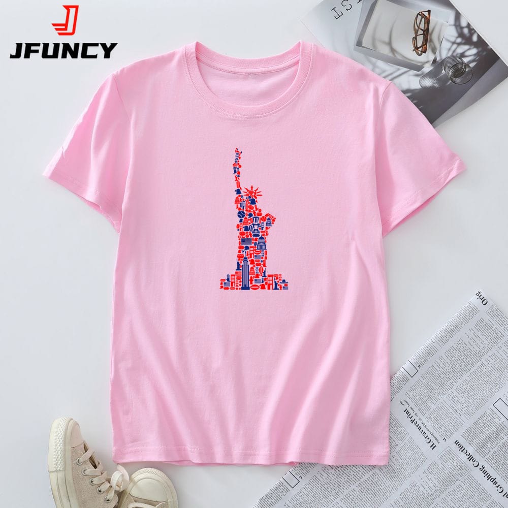 JFUNCY Summer Women's Top Oversized T-shirts Women Short Sleeve Tees New Graphic T Shirts Female Clothing Woman Cotton Tshirt