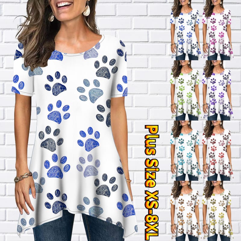 Summer Fashionable and Comfortable Street Clothes Women's Basic Casual Short-sleeved Round Neck Under the Open Loose Top XS-8XL