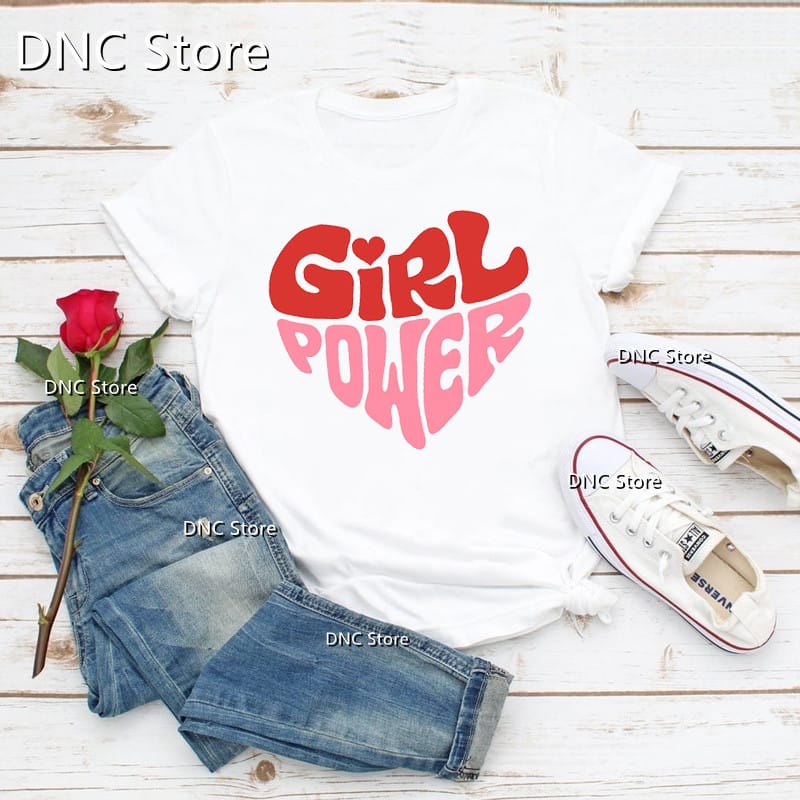 2022 New Summer Fashion Girl Power Unity Power New Women T-Shirts Women'S Tops Harajuku Kawaii T Shirts Femme Funny 90s Tshirts