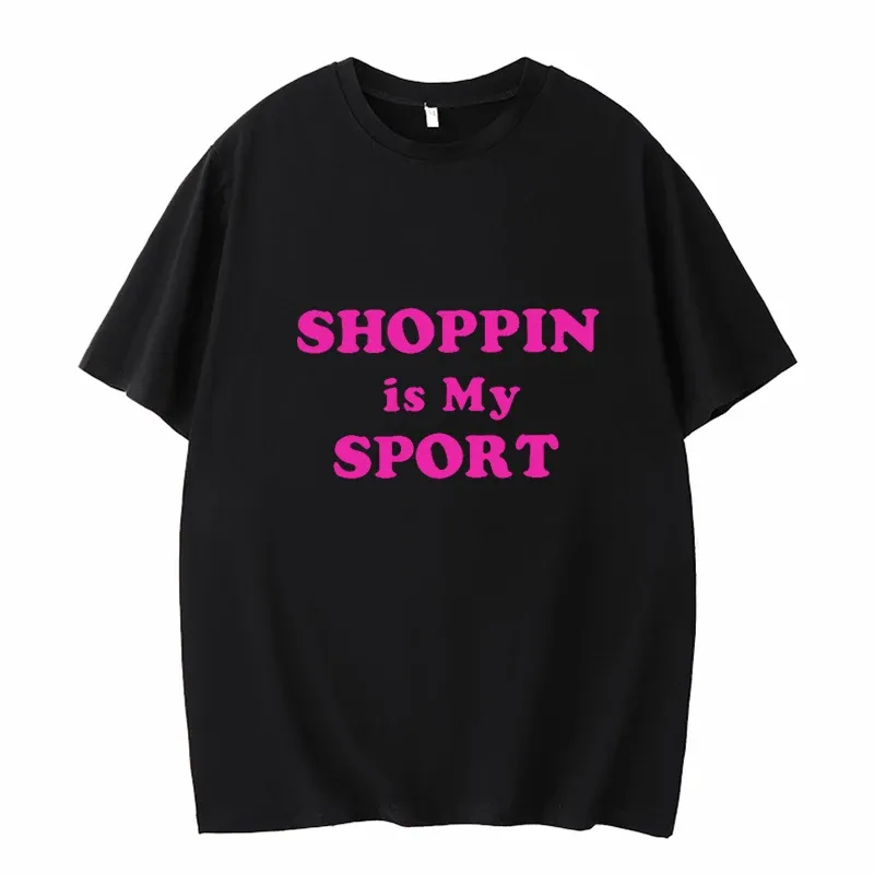 Shopping Is My Sports Fashion Clothing Letter Print Short Sleeve Women's Casual Tops Simple Graphic Fun T-Shirt