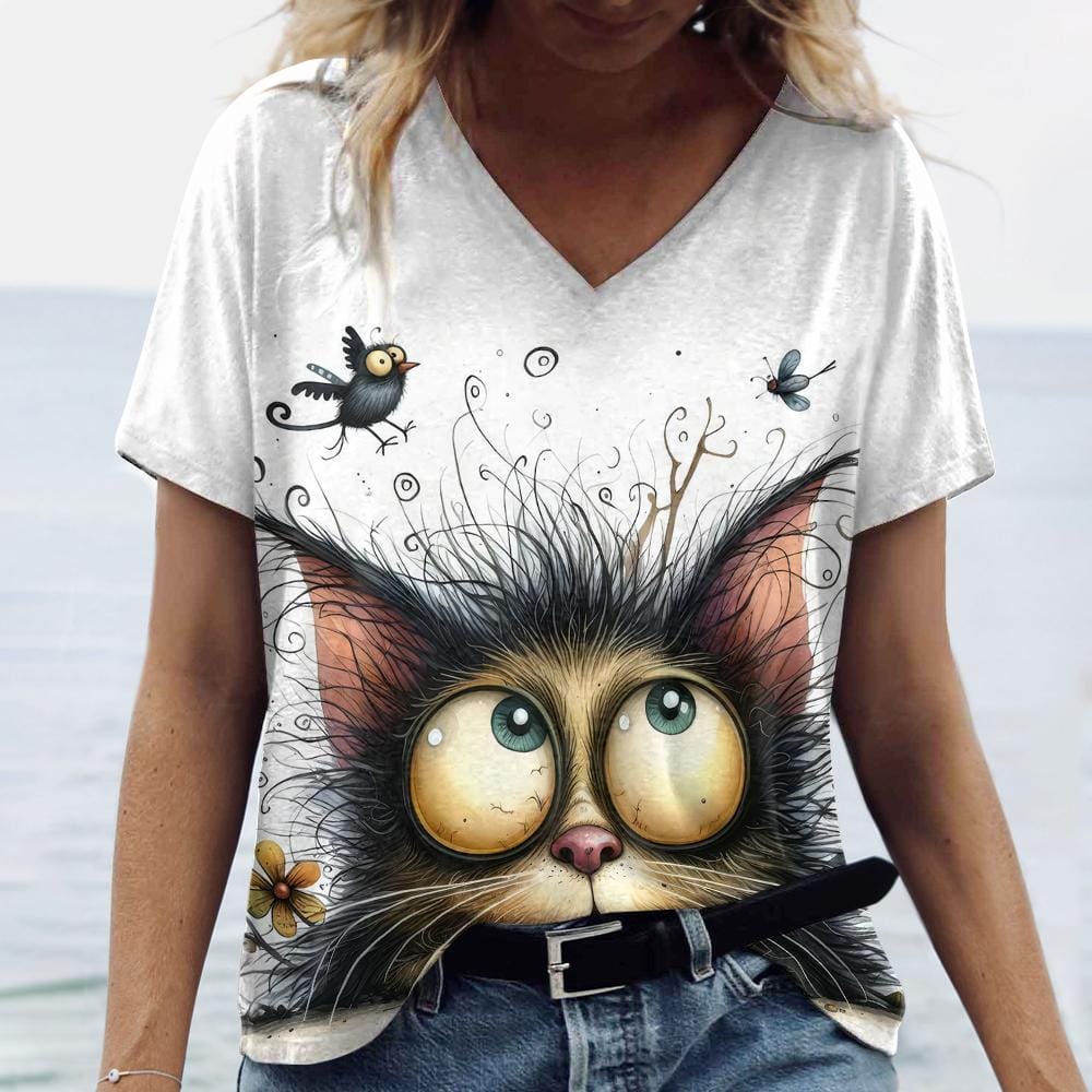 Summer Women's T Shirt Animal Cat Print Casual Short Sleeve 3d T-Shirts Fashion Streetwear Crew Neck Female Oversized Clothing