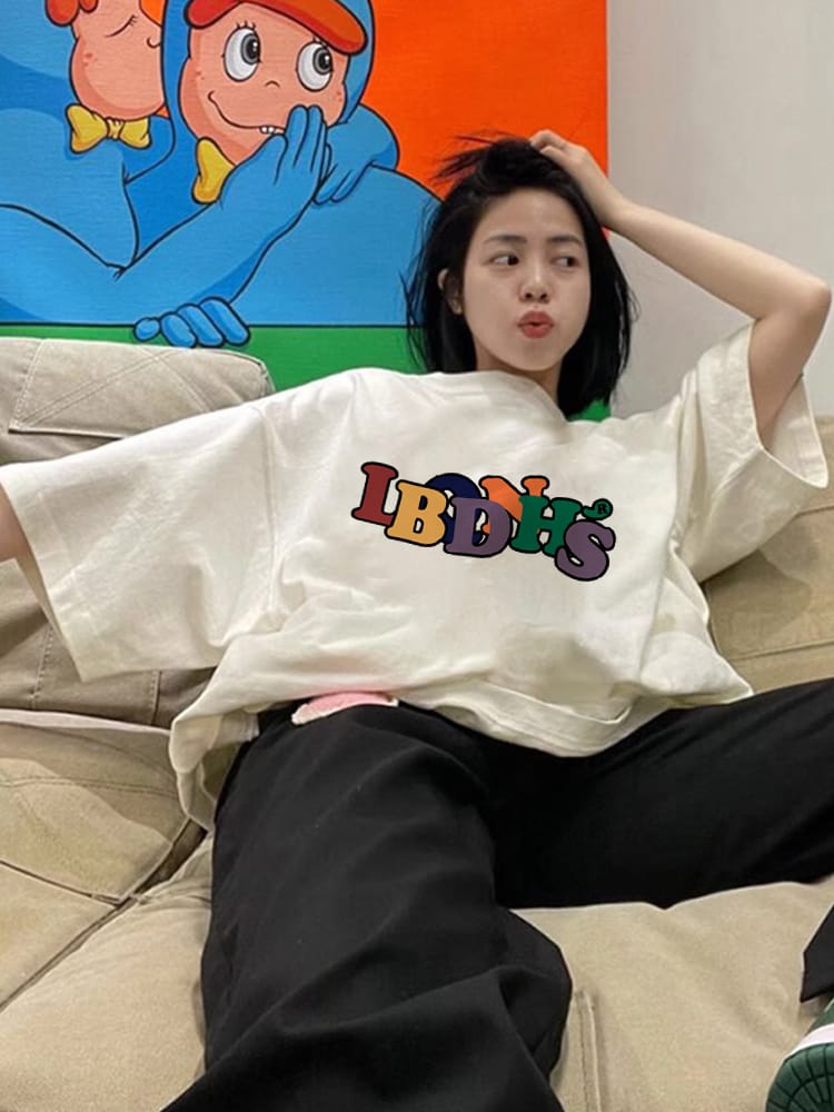 Summer Design Niche Letters Graphic Printed Women's T-shirt Harajuku Fashion Ins Streetwear Versatile Casual Short Sleeve