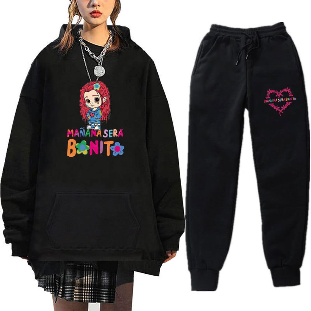 Manana Sera Bonito hoodie set Karol G thread bottom hem men's and women's casual sports set