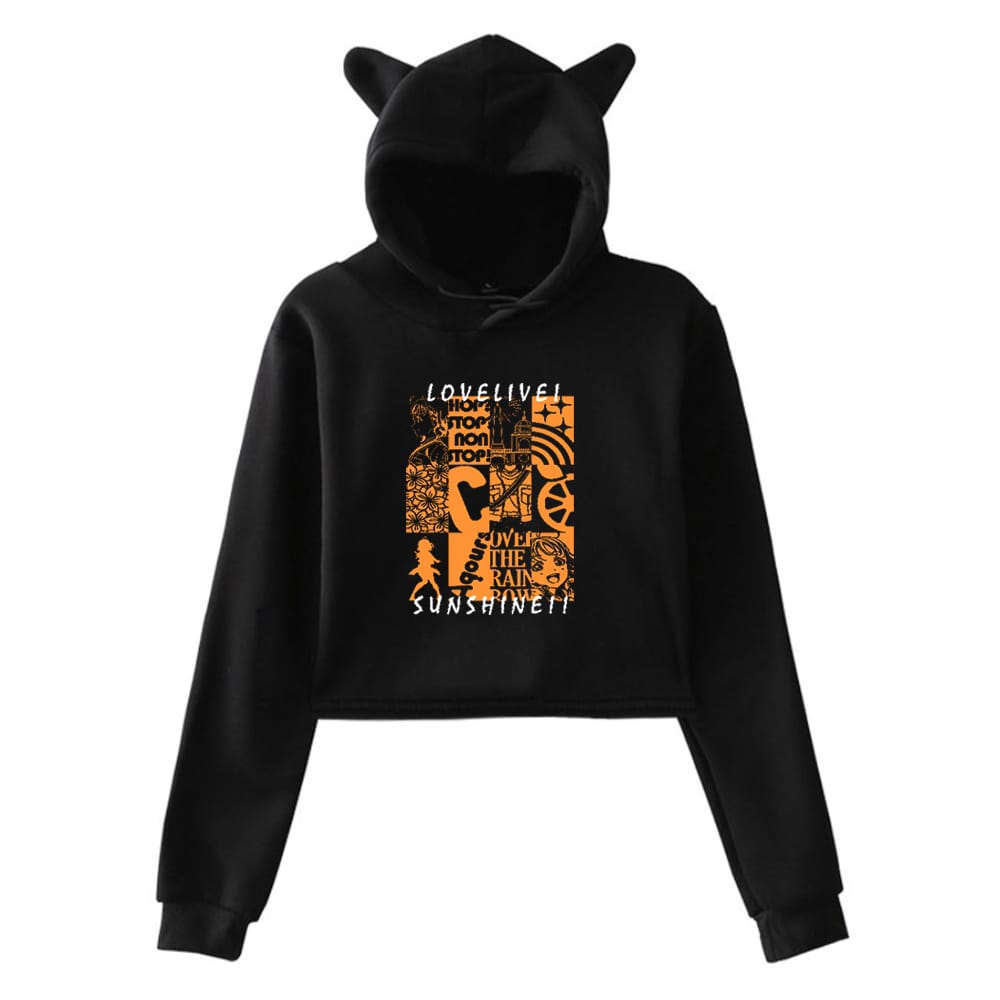 LoveLive Anime Pullover Cat Ears Hoodie Long Sleeve Sweatshirts Female Crop Top Harajuku Streetwear Women's Clothes
