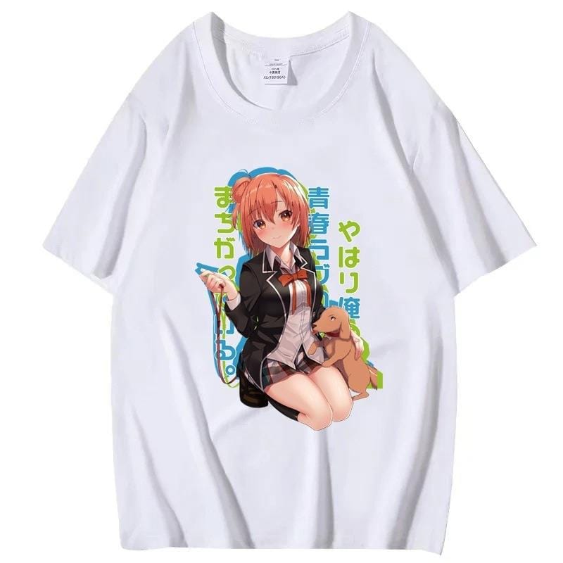 Women's T-shirt Anime Secondary Around Round Neck Tshirt Short Sleeve My Youth Love Story Really Has A Problem Print Clothes y2k