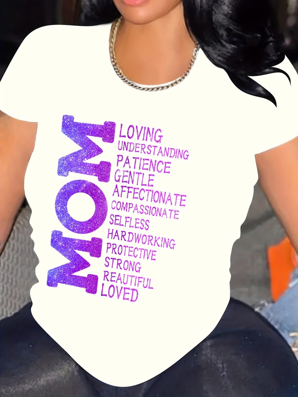 Mother's Day Mom Letter Graphic Crew Neck Sports T-shirt, Casual Loose Short Sleeves Tops, Women's Activewear