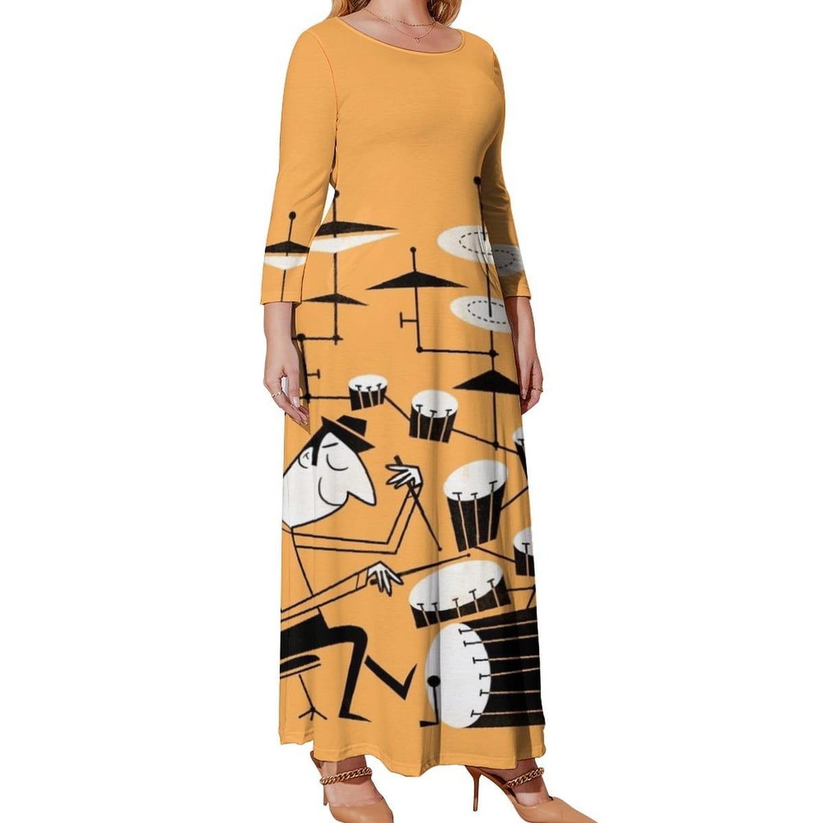 Play that beat Long Sleeved Dress women's clothing korea stylish Elegant gowns Woman clothing