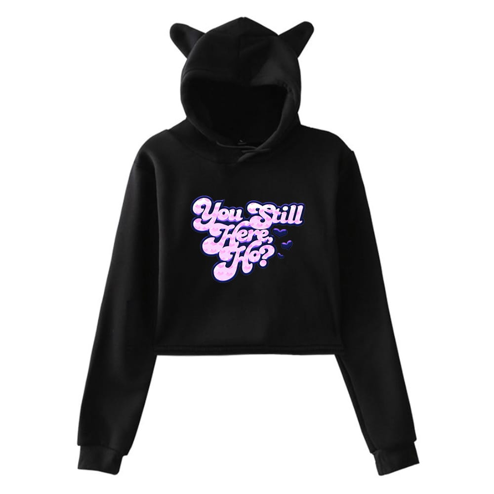 Flo Milli You Still Here Ho Album Merch Pullover Cat Ears Hoodie Long Sleeve Crop Top Streetwear Women's Clothes
