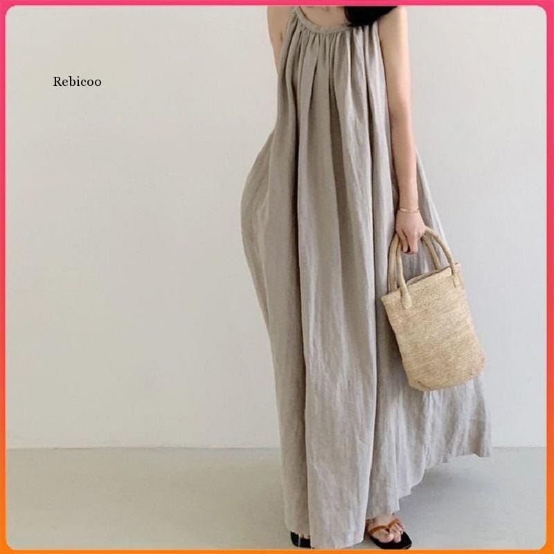 Women's Summer Dress Plus Size 150KG Slip Cotton Long Dresses Bohemian Maxi Elegant Casual Kaftans Boho Linen 2022