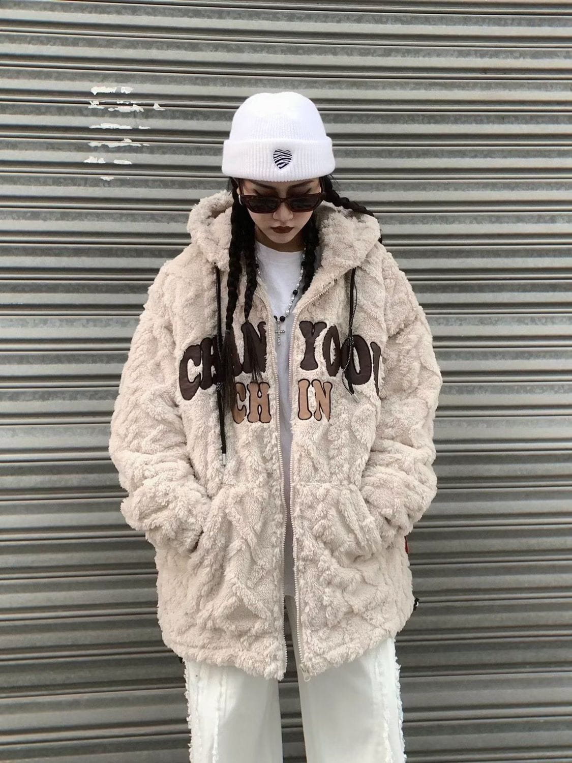 American vintage lamb plush couple y2k coat women's autumn winter 2023 new loose hoodie cotton coat winter gothic clothes