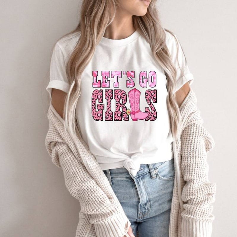 COTTON 100%  LET'S GO GIRLS Print Women's T-shirt Summer Fashion Casual Women's Tops Oversized T Shirt