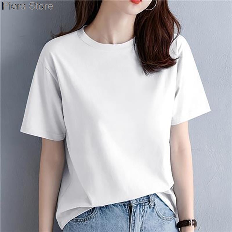 100%cotton  Multicolor Color Tee Women M-2XL Harajuku White Women's T-shirt  Female O-Neck Summer Top Basic Tshirt Dropshipping
