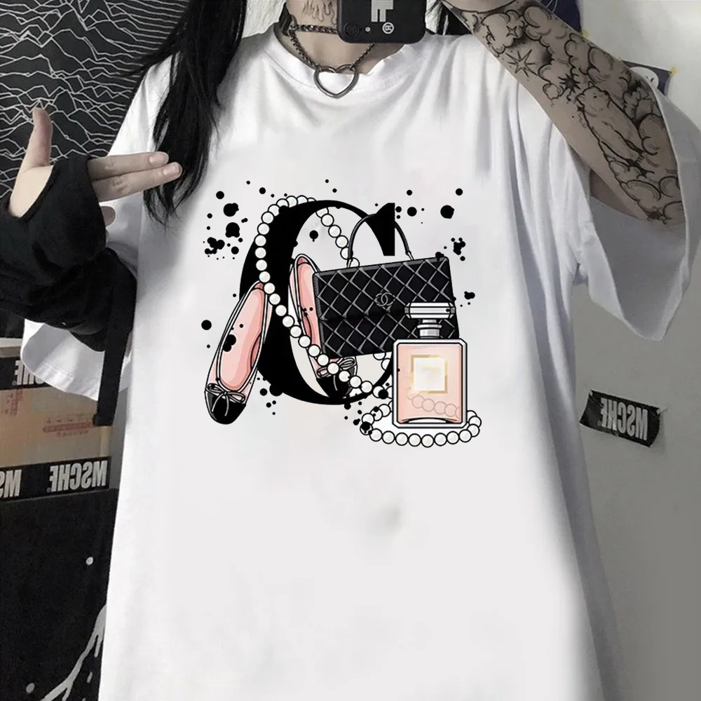 Harajuku Women's T Shirt Summer Fashion Girl Bag Printed Ladies T-shirt Casual White Short Sleeve Tops Tees Clothing Unisex