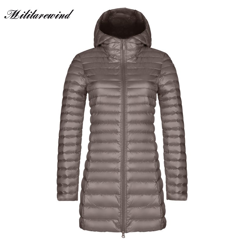 Fashion Lightweight Slim Down Coats Women Warm Autumn Winter Solid Hooded Zipper White Duck Down Casual Women's Clothing Jackets
