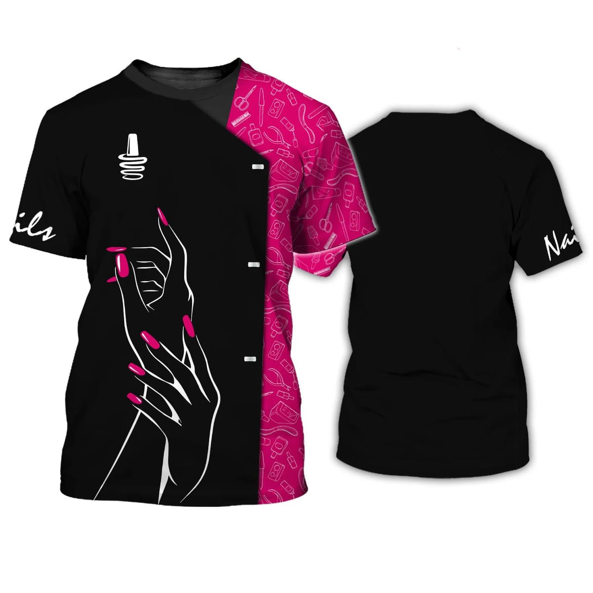New Women's T Shirt 3d Print Manicurist Uniform Female Deautician Work Clothes Summer Short Sleeved Top Personality Casual Tees
