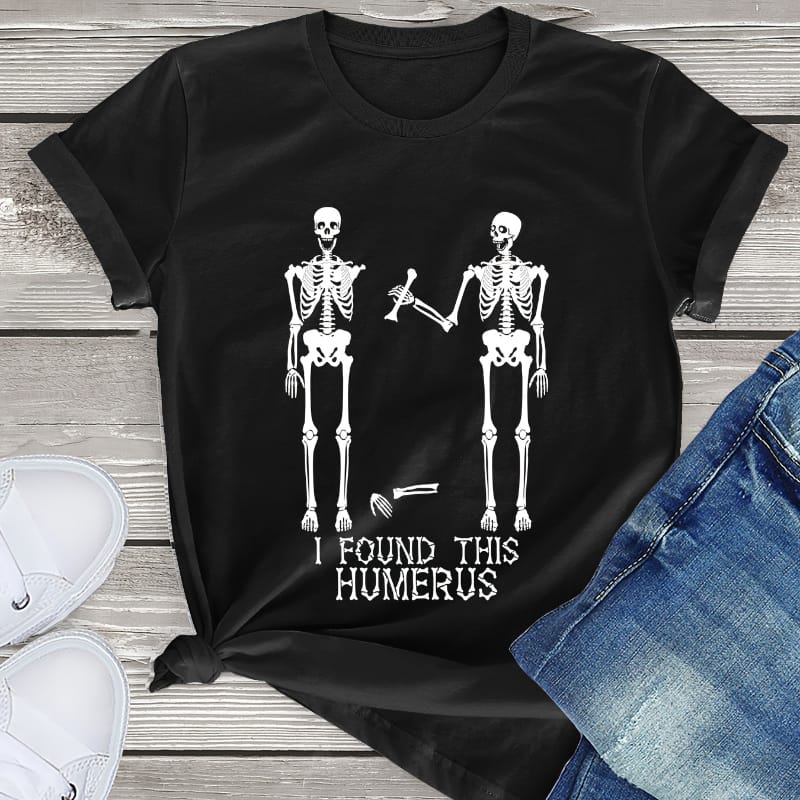 Found This Humerus Skeleton Printed Crew Neck Printed T-Shirt Woman Casual Short Sleeve Top for Spring Summer Women's Clothing