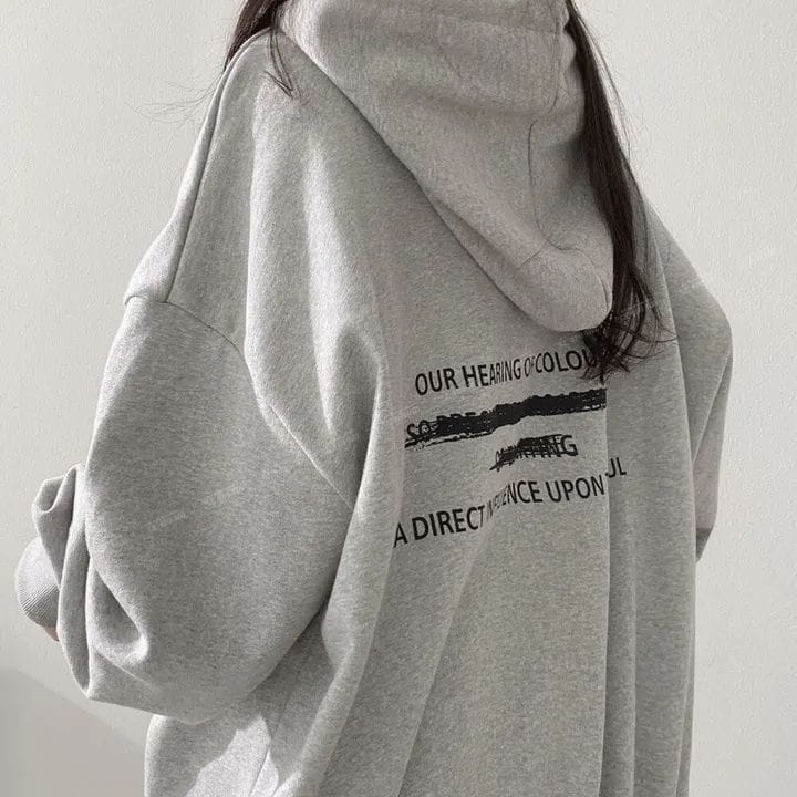 Women's hooded sweatshirt thickened velvet autumn and winter clothes spring autumn winter thin loose letter fashion y2k tops