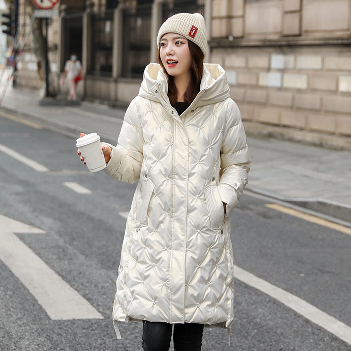 Winter Coat Women'S Warm Down Jacket Hooded Padded Slim Mid-Length Cotton Jacket Women'S Coat Winter Autumn Women'S Clothing