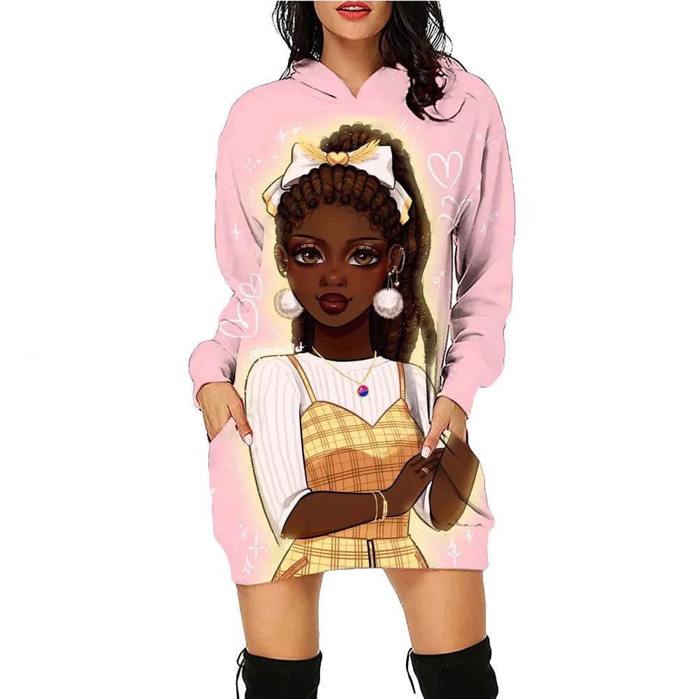 New 3D Cartoon Portrait Fashion Hoodie Dress Daily Hoodie Long Sleeve Hoodie Autumn/Winter Loose Women's