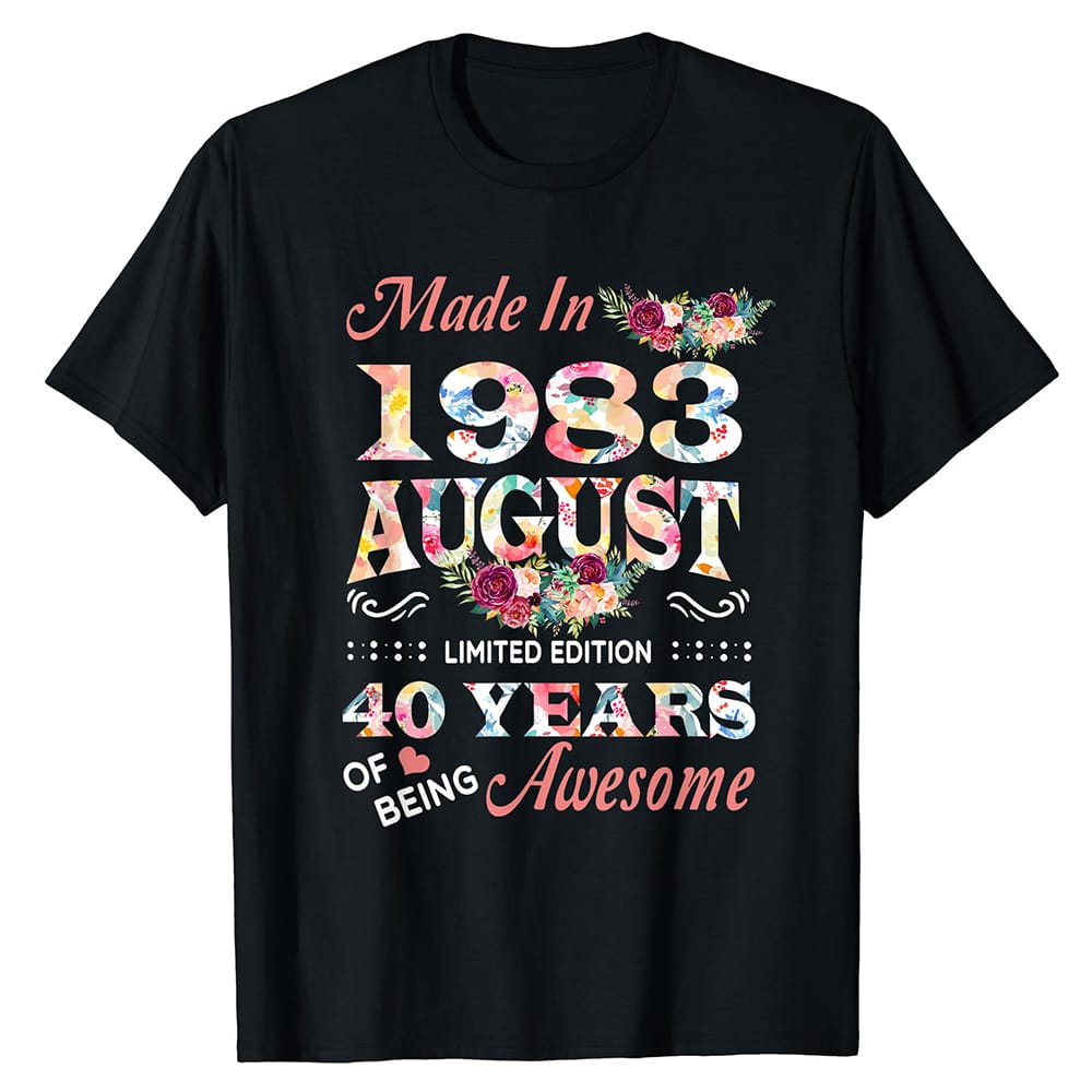 1983 Women's T-Shirts Retro Streetwear Tees Summer Casual Limited Edition aesthetics Tee High Quality Y2K black women's tee Tops