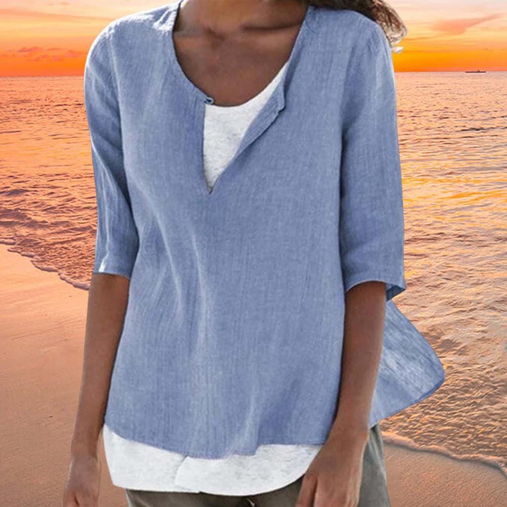 Summer Women's Clothes Casual V-neck Short Sleeves Tops Loose Ladies Cotton Linen T Shirts Tee 4XL