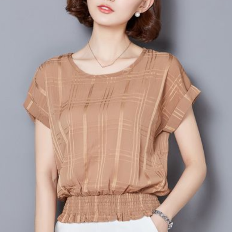 Women's Clothing Summer New Korean Version Solid Color Loose Fashion Pullover Short Sleeve Round Neck Temperament Top Blouse