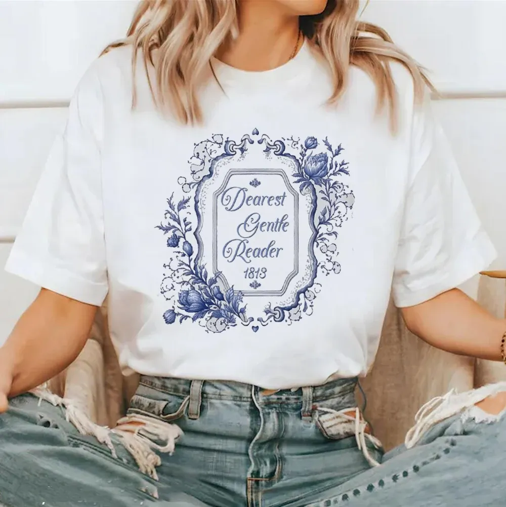 Printed Short Sleeve Reader Gift Bookclub Gift Women's 90s T-Shirt Top Fun Cartoon Pattern Basic Fashion Versatile T-Shirt