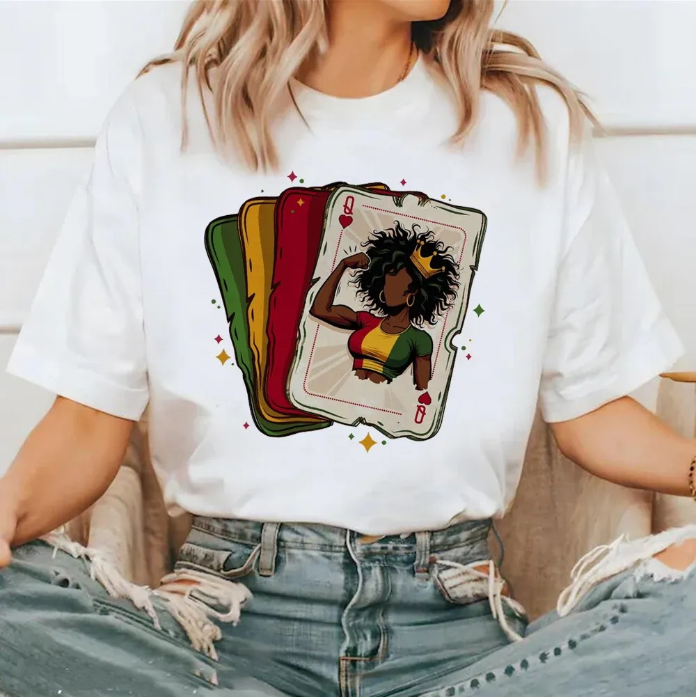 Women's Printed 90s Women's Style Fashionable and Beautiful Printed T-Shirt Top Black Girl Magic Women Cards Pattern Basic T-Shi