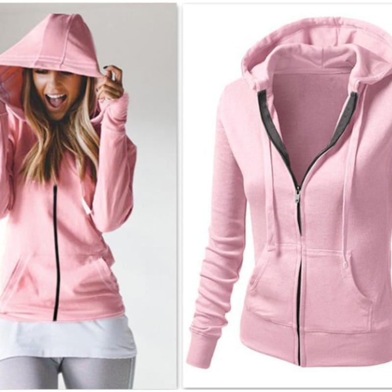 Autumn New Coat Solid Color Long Sleeved Hooded Women's Sports Suits Hoodie Sweatshirt