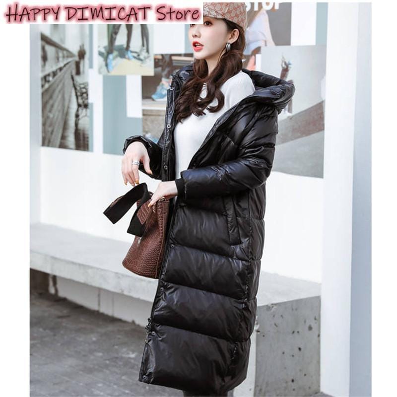Women's Down Cotton Jackets New Winter Clothing Long Parkas Slim Hooded Warm Winter Coats Female Black Overcoats