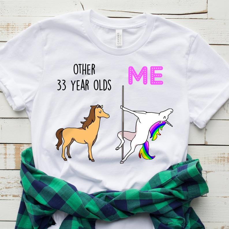 33 year old birthday gift fun 33 year old birthday gift birthday family party party t-shirt round neck cotton women's clothing