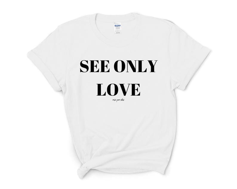 Women's SEE ONLY LOVE letter printed T-shirt 100% cotton short sleeve Funny fashion round neck top tees t shirts for Ladies
