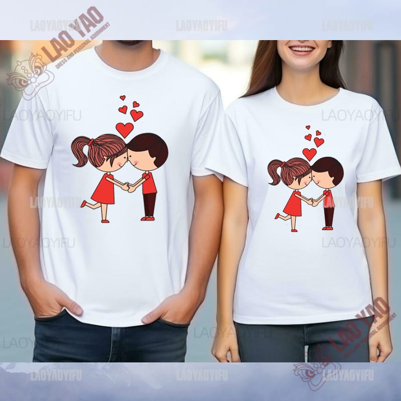 Men's Clothing Couple Gift Tops Boys and Girls Lover T-shirts for Women 2024 Valentine's Day Women's T-shirt Goth Clothes Y2k