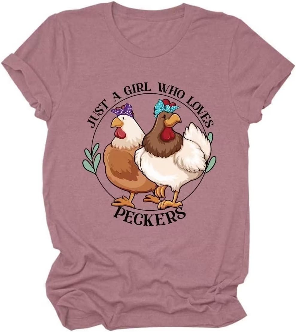 Women's Long Sleeve Chicken Graphic Funny Letter Printed Long Sleeve Novelty Humor Casual Tops
