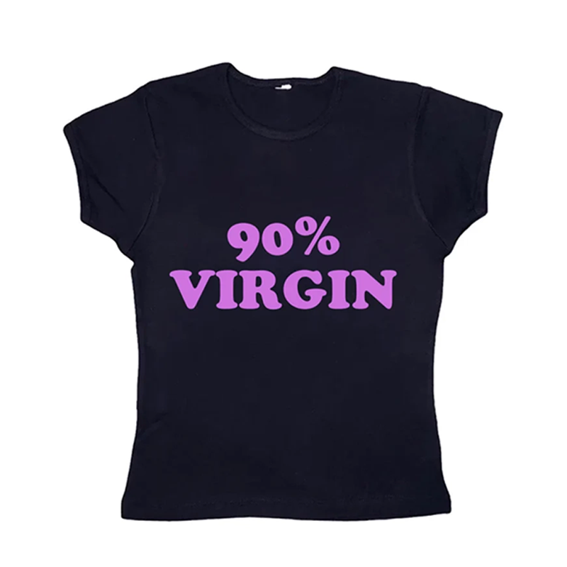 Y2k Short Top Women's Letter Printing Gothic Street Clothing Slim Fit Sexy Grunge Baby T-shirt Girls' Clothing Cute Black Punk