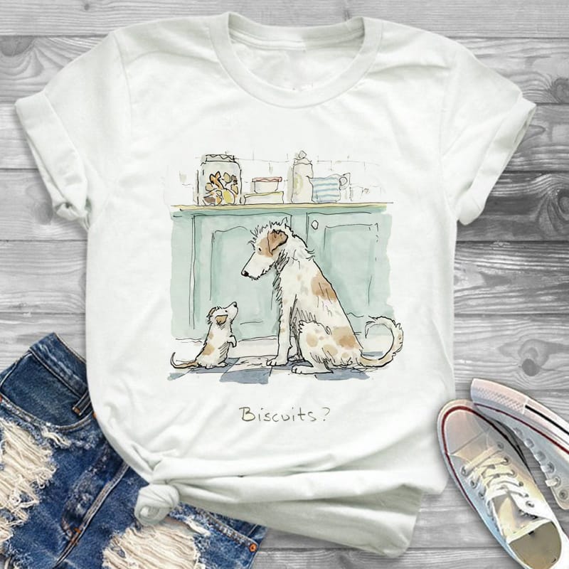 Animal Cartoon Cute Dog Trend Cute Women Short Sleeve T-shirt Women's Fashion Clothing Print T-shirt Women's Casual Pattern T-sh
