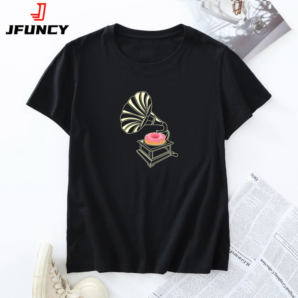 JFUNCY Women's T-shirt Women Summer Tees Oversized Short Sleeve Tops New Graphic T Shirts Female Clothing Woman Tshirt