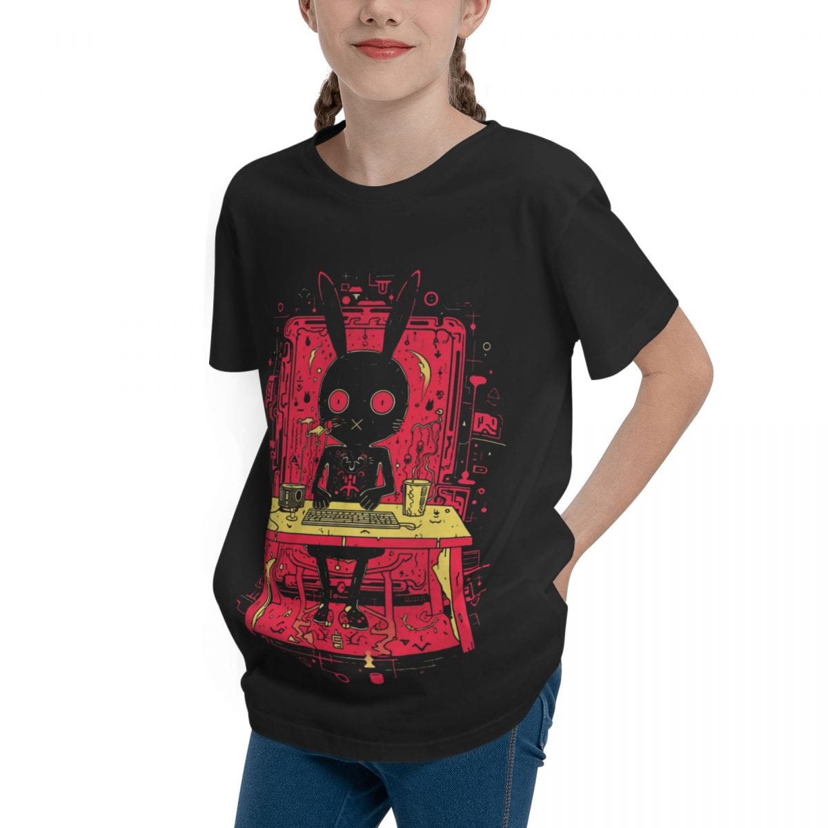 Fresh Bunny Anxiety Women's Inner-Mo Teenagers Basic Short Sleeve T-Shirt Tees Classic High quality Travel Geeky